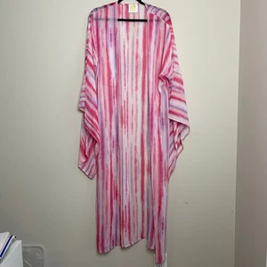 Cake Pink Tye Dye Duster Lightweight Boho Hippie Kimono Women's Sz S - Picture 1 of 4
