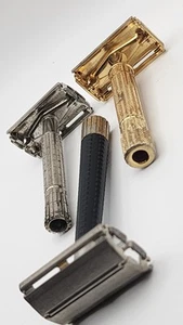 Vintage Safety Razors Lot Of 3 2 Gillette 1 Schick 1 Gold 2 Silver Open & Close - Picture 1 of 21