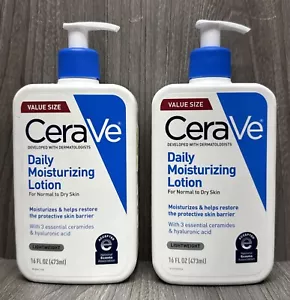 LOT OF 2 CeraVe Daily Moisturizing Lotion for Normal/Dry Skin 16oz ea Value Size - Foto 1 di 1