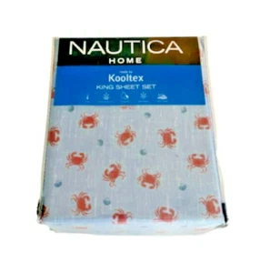 Nautica KING Size Sheet Set CRABS & SHELLS Kooltex Performance - Picture 1 of 3