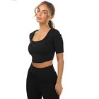 Women's Castore Active Contour Pullover Activewear Crop Top in Black