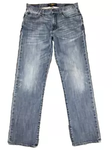 Lucky Brand Jeans Mens 31x32 Blue 363 Vintage Straight Whiskered Distressed - Picture 1 of 17