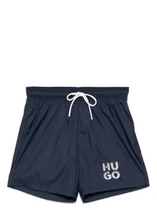 Hugo Boss Men's Paol Stacked Logo Swim Trunks, Blueberry Blue - Picture 1 of 2