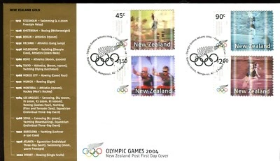 2004 New Zealand Athens Olympic Games (Set of 4 Stamps) FDC - Image 1 of 2
