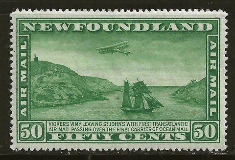 NEWFOUNDLAND C10 MH - 50c Air Post issue - watermarked Cover