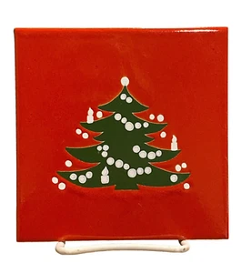 Waechtersbach CHRISTMAS TREE 6" Square Trivet Plate Red Green White Germany - Picture 1 of 1