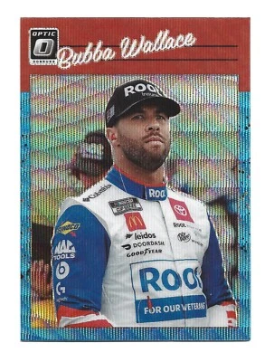 Carolina Blue Wave Prizm 2023 Panini Donruss NASCAR Optic #83 Bubba Wallace Card - Image 1 of 2