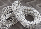 8mm Braid on Braid Polyester boat rope white with blue / black fleck 30mtr