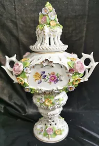 Potpourri Vase Sitzendorf Porzellan 28,5cm 323 - Bild 1 von 11