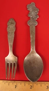 VINTAGE LOT WALT DISNEY MICKEY MINNIE MOUSE SOUVENIR ADVERTISING SPOON & FORK !! - Picture 1 of 1
