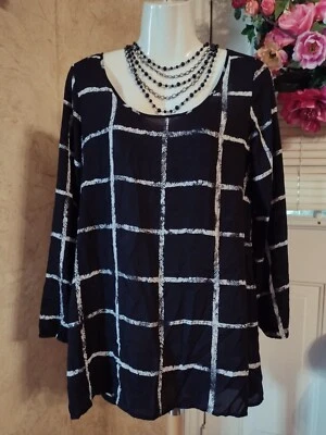 Blusa Decree Negra Blanca a Rayas Manga Larga Cremallera en la Espalda Talla S W069 Foto 1 de 4