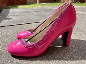 Pleaser QUEEN-04 Size UK 12 Neon Pink Patent High Heel Court Shoes.