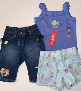 NWT 12-18 m Gymboree MERMAID MAGIC Cotton 3-piece SHORTS, CAPRIS & FISH TANK Set - Picture 1 of 4