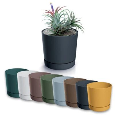 PROSPERPLAST Blumentopf Übertopf Blumenkübel mit Untersetzer TUBO Rund 8 Farben 9 Größen