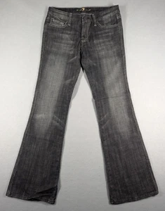 Vintage 7 For All Mankind Jeans Womens 28 Black A Pocket Distressed Made In USA - Picture 1 of 12