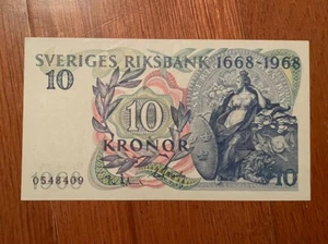 SWEDEN 10 Kronor, banknote 1968 UNC Rare - Picture 1 of 2