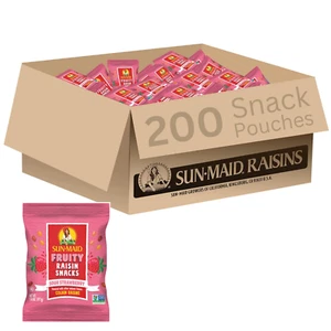 Sour Strawberry Raisin Snacks - 200 Pack, 1.33 Oz Pouches, Dried Fruit Snack - Picture 1 of 8