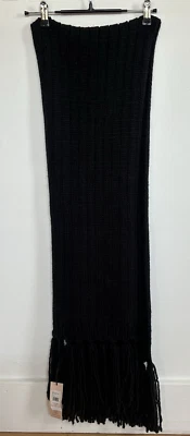 REBECCA MINKOFF Scarf  Black Chunky Lux Knitted Scarf with Fringes NEW - Image 1 of 4