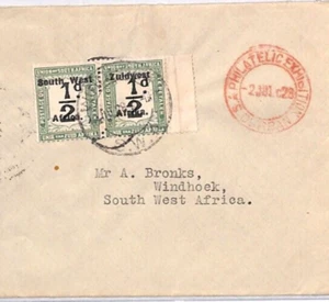 SOUTH WEST AFRICA Cover *POSTAGE DUE* PAIR Windhoek 1928 Durban Exhibition YO254 - Picture 1 of 16