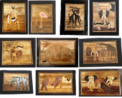 Кенийский батик из бананового волокна картина - без рамы - животные - Изображение 1 из 4