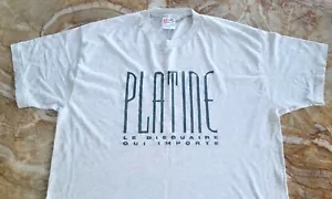 Camiseta De Colección Años 80 PLATINE Le Disquaire Importe ~ Tienda de Vinilos Insignia de Quebec XL - Imagen 1 de 5