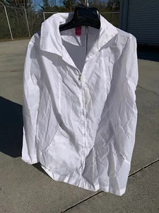 WOMAN WITHIN All White Nylon Windbreaker Jacket Blazer Womens Sz L 👗gn1-m12 - Picture 1 of 10
