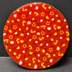 Vintage 1969 New Designs Round Lucite Trivet 6.5" Birds & Flowers Rare Pattern - Picture 1 of 3