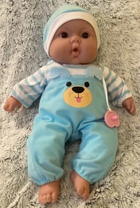 JC Toys Berenguer Baby 14” Doll Pacifier Puppy Blue Outfit Soft Cloth Body Boy - Picture 1 of 7