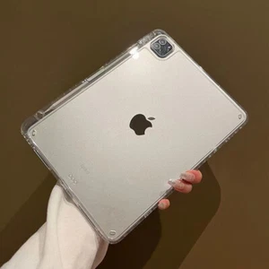 Clear Case Acrylic Hard Cover With Pencil Holder For iPad Pro 13/11 7/8/9/10th - Picture 1 of 14