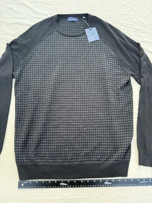 Toscano Merino Wool Blend Sweater Men's XL Gray Black Pullover Lightweight Soft - Image 1 of 4