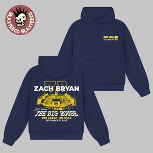 Zach Bryan Live From The Big House Ann Arbor Michigan Wolverines Navy Hoodie - Bild 1 von 6