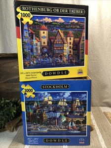 Dowdle 2 Puzzle Lot Stockholm/Rothenburg Ob Der Tauber 1.000 Teile versiegelt Neu im Karton - Bild 1 von 8
