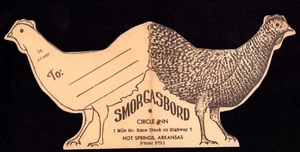 Die-cut Postcard Arkansas AR Hot Springs Smorgasbord Circle Inn Restaurant RARE - Picture 1 of 2