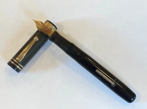 Penna stilografica Moore Flattop 14K Moore's Monarch pennino 14K clip non restaurata 5 1/2" - Foto 1 di 24