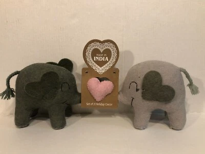 Детский зеленый серый шерстяной слоненок сердца праздничный декор Индия Валентин - Изображение 1 из 4