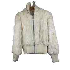 Wilsons Leather Maxima Size M Cream Full Zip 100% Genuine Rabbit Fur Jacket
