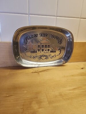 Wilton Armetale Metal Serveware "Bless This House" Serving Dish Easy Care - Image 1 of 4