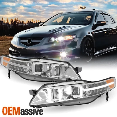 [Chrome] Fits 2004-2008 UA7 Acura TL LED Projector Headlights Headlamps - Image 1 of 4
