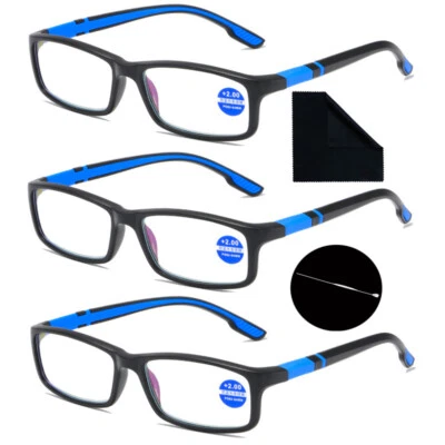 3x Mens Women Reading Glasses TR90 Sports Readers +1.0 1.5 2.0 2.5 3.0 3.5 4.0