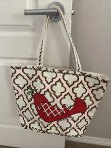 BRIGHTON Holiday 2016 LOVE & JOY Tote Canvas Bag Shopping Gift Pocket Inside - Picture 1 of 16