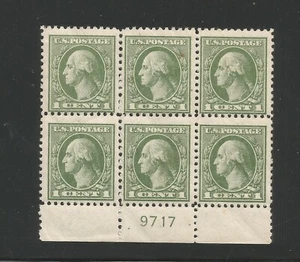 # 525 Unused Bottom Plate # 9717 Block of 6. Fine, NH. CV $ 50.00 - Picture 1 of 2