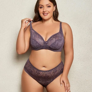 Large Size Women's Bra Set Sexy Lace Underwire Brassiere See Through Knickers Bh - Picture 1 of 15
