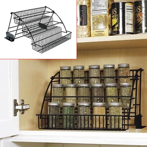 3 Tier Heavy Duty Storage Wire Shelving Unit Kitchen Spice Rack Shelves Black - Picture 1 of 13