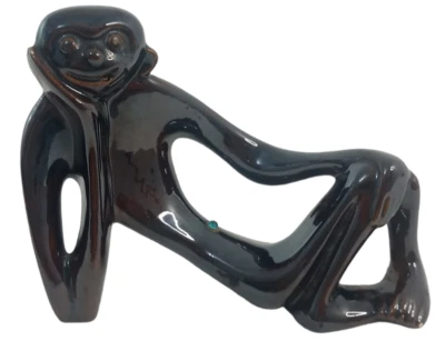 MCM Vintage Jaru Monkey Sloth Figurine Porcelain Reclining Brown 60s Whimsical - Image 1 of 4