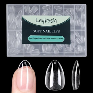 Short Almond Nail Tips, 216pcs Acrylic Fake Nails Soft Gel X Nail Tips, Full Cov - Picture 1 of 8
