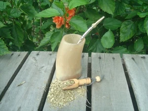 Mate De Guampa Argentina-Cuerno - Mate + Paja + Cuchara BONUS Yerba Mate - Imagen 1 de 5