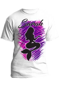 Airbrush Painted Mermaid silhouette Hoodie Shirt Hat Backpack Tag Mug Coaster - Picture 1 of 11