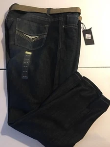 Pantalones de mezclilla Steve's para hombre talla 46x30 ajustados con cinturón recto blanco lavado azul lavado - Imagen 1 de 5