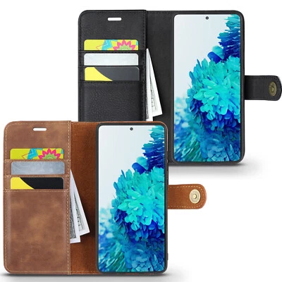 Estuche magnético premium de cuero delgado con carcasa trasera billetera para tarjetas para Galaxy S20FE/S21+ Foto 1 de 4