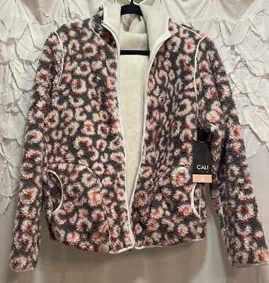 CALI Sport MARLENE SHERPA JACKET Size Medium Reversible Leopard Print Bone New - Image 1 of 4